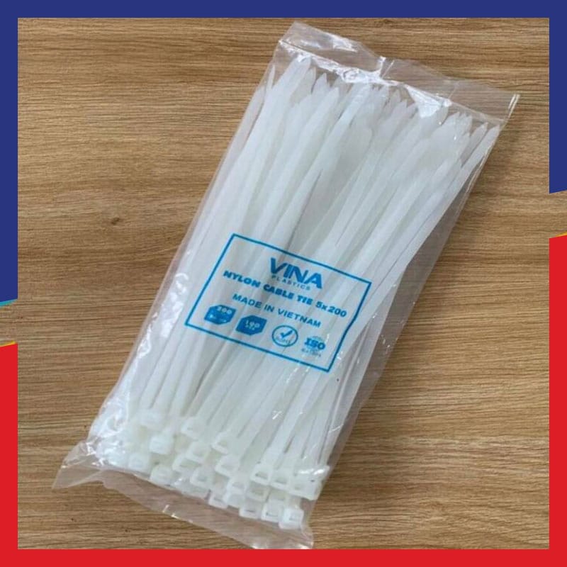 Dây rút nhựa Vina 200mm (5×200 BL) - Trắng